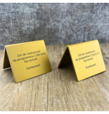 Tafelbordje Elisto van goudkleurig aluminium met eigen ontwerp 60x50mm - per 1 stuk