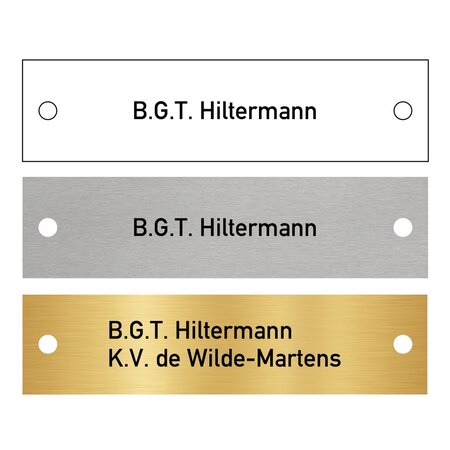 Kunststof Belpaneel Naamplaatje Evercom met gaatjes 80x20mm