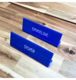 Bureau naambordje Kelby blauw met functietitel van plexiglas - per 1 stuk