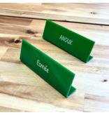 Bureau naambordje Kelby groen met functietitel van plexiglas - per 1 stuk