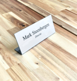 Bureau naambordje Kelby zilverkleurig met functietitel van plexiglas - per 1 stuk