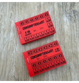 Consumptiekaarten 50 stuks  in een boekje met een waarde opdruk van €20,- in zwarte druk op gekleurd papier.