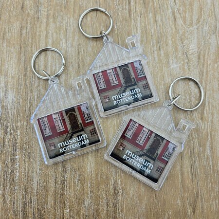 Plexiglas sleutelhanger met jouw foto huis 43x53mm - per 1 stuk