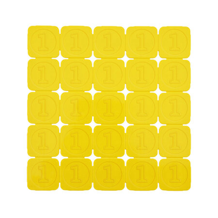 Breekmunten plastic met cijfer 1- per 1000 stuks
