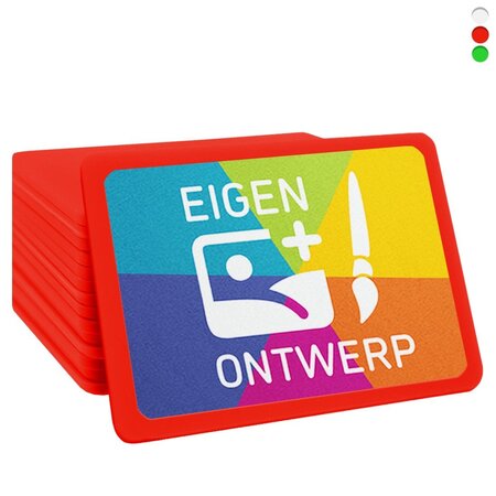 CombiCraft Plastic bedrukte rechthoek munten met jouw eigen ontwerp 85x55mm - per 100 stuks