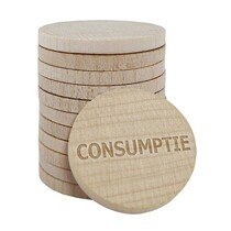 Consumptiemunten hout - 100 stuks