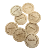 CombiCraft Houten munten met eigen gravering Ø50mm - per 50 stuks