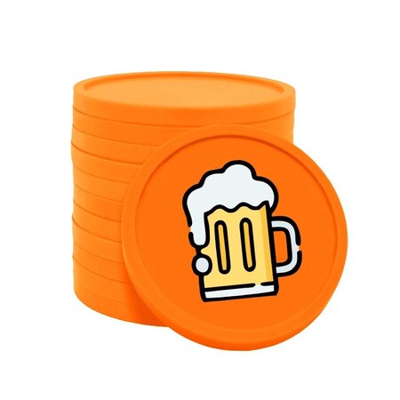 Gekleurde bier consumptiemunten Ø29mm - per 100 stuks