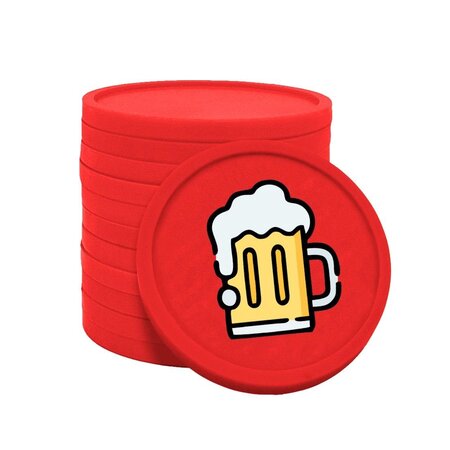 Gekleurde bier consumptiemunten Ø29mm - per 100 stuks