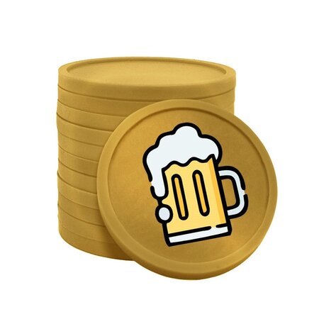 Gekleurde bier consumptiemunten Ø29mm - per 100 stuks