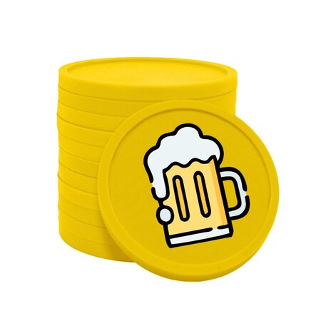 Gekleurde bier consumptiemunten Ø29mm - per 100 stuks