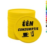 Consumptiemunten plastic met tekst 'één consumptie' Ø29mm - per 100 stuks