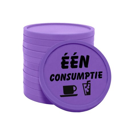 CombiCraft Consumptiemunten plastic met tekst 'één consumptie' Ø29mm - per 100 stuks