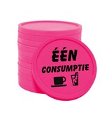 Consumptiemunten plastic met tekst 'één consumptie' Ø29mm - per 100 stuks