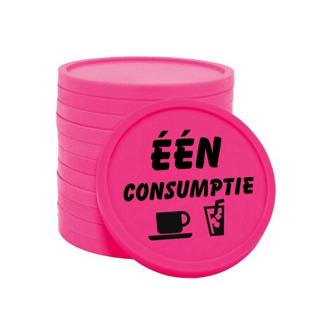 Consumptiemunten plastic met tekst 'één consumptie' Ø29mm - per 100 stuks