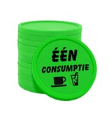 Consumptiemunten plastic met tekst 'één consumptie' Ø29mm - per 100 stuks