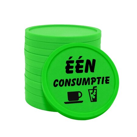CombiCraft Consumptiemunten plastic met tekst 'één consumptie' Ø29mm - per 100 stuks