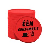 Consumptiemunten plastic met tekst 'één consumptie' Ø29mm - per 100 stuks