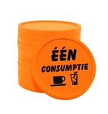 Consumptiemunten plastic met tekst 'één consumptie' Ø29mm - per 100 stuks