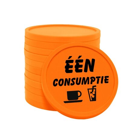 Consumptiemunten plastic met tekst 'één consumptie' Ø29mm - per 100 stuks