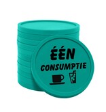 Consumptiemunten plastic met tekst 'één consumptie' Ø29mm - per 100 stuks