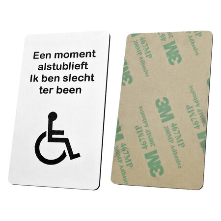 Kunststof "Slecht ter been" bordje voor op de voordeur 45x80x1,6mm