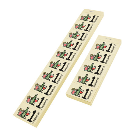 Consumptiebon full colour met drank iconen op strips - per 1000 bonnen