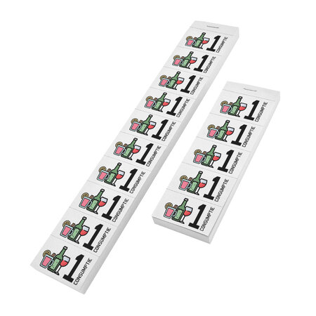 Consumptiebon full colour met drank iconen op strips - per 1000 bonnen