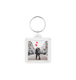 Plexiglas sleutelhanger met jouw foto vierkant 40x40mm - per 1 stuk