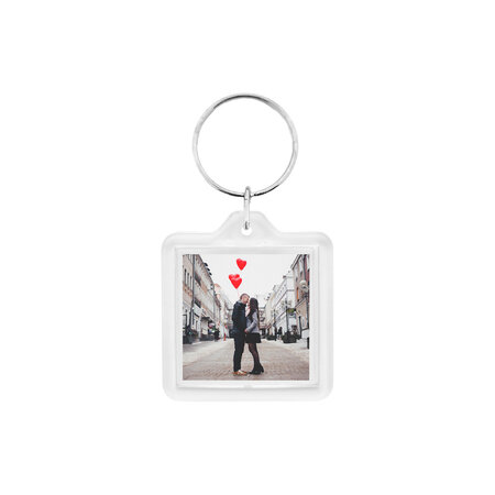 Plexiglas sleutelhanger met jouw foto vierkant 40x40mm - per 1 stuk