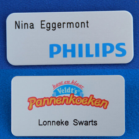 CombiCraft Aluminium Naambadge met een onslijtbaar logo  in het aluminium verwerkt. Mooi blijvende naambadge met een mooi blijvend logo.