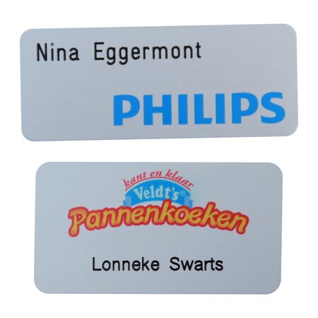 CombiCraft Aluminium Naambadge met een onslijtbaar logo  in het aluminium verwerkt. Mooi blijvende naambadge met een mooi blijvend logo.