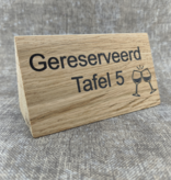 Tafelbordje van eikenhout 110x57mm met eigen ontwerp - per 1 stuk