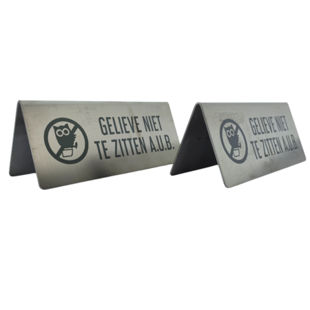 RVS tafelbordje van 120 x 50 mm met eigen ontwerp - per 1 stuk