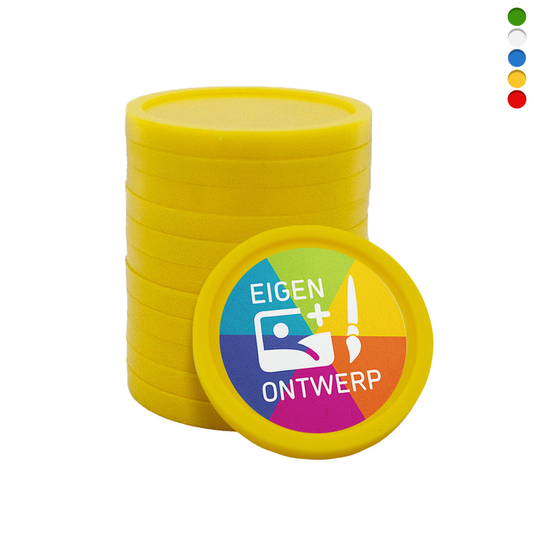 CombiCraft Plastic Bedrukte automaat of locker munt formaat €1 met jouw eigen bedrukking - per 100 stuks