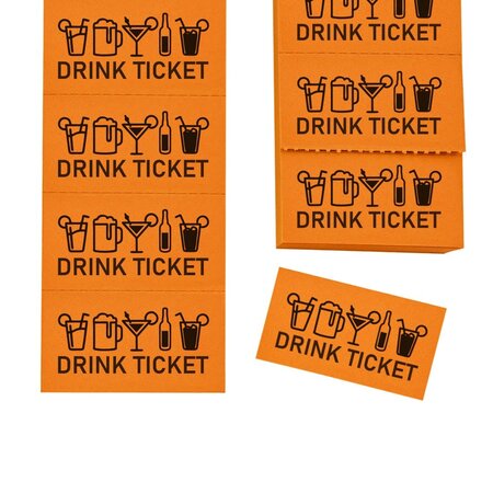 CombiCraft Consumptiebon met tekst drink ticket en drank iconen op strips - per 1000 bonnen