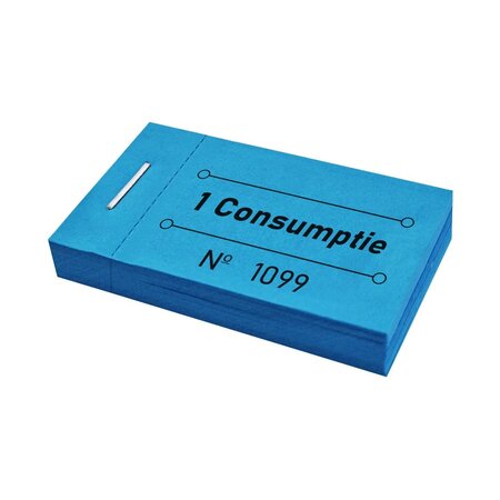 Consumptiebon 1 consumptie in blauw 50x30mm - per 50 bonnen