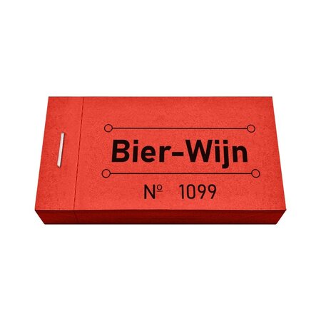 Consumptiebon met bier en wijn in rood 50x30mm - per 50 bonnen