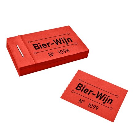 Consumptiebon met bier en wijn in rood 50x30mm - per 50 bonnen