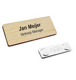 CombiCraft Bamboe naambadge met tekst 72x30mmm met magneet - per 1 stuk