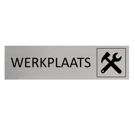 Aluminium deurbordje Werkplaats  165 x 45 mm - per 1 stuk