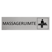 Zilver aluminium deurbordje Massageruimte