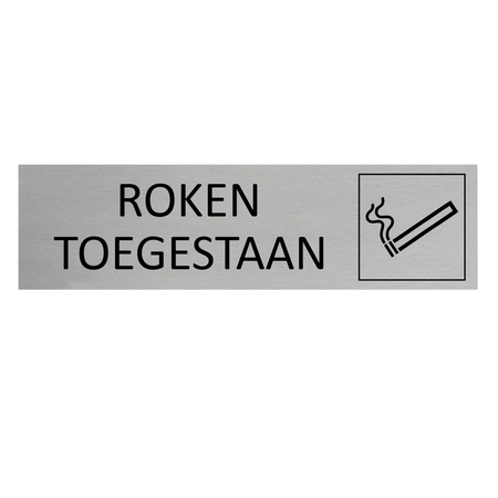 CombiCraft Aluminium deurbordje Roken toegestaan 165 x 45 mm - per 1 stuk