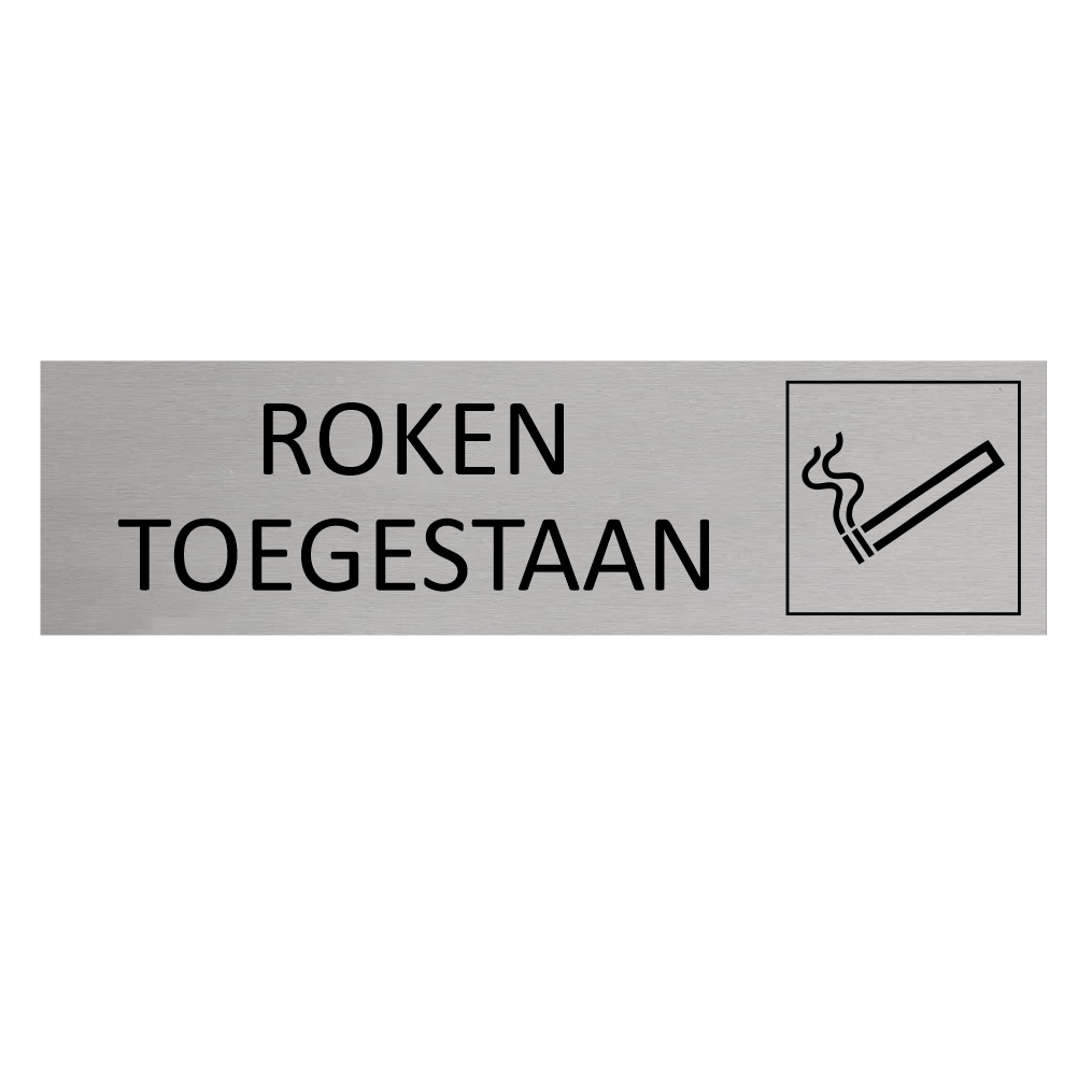 CombiCraft Aluminium deurbordje Roken toegestaan 165 x 45 mm - per 1 stuk