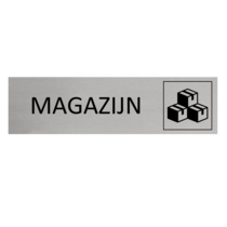 Zilver aluminium deurbordje Magazijn