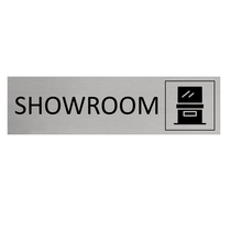 Zilver aluminium deurbordje Showroom