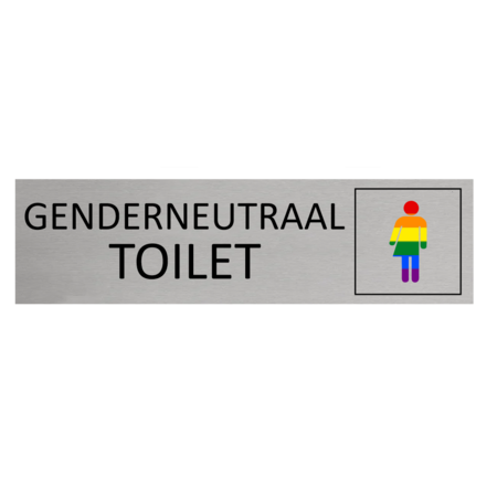 Aluminium deurbordje Genderneutraal toilet 165 x 45 mm - per 1 stuk