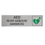 Aluminium deurbordje AED in dit gebouw aanwezig 165 x 45 mm - per 1 stuk