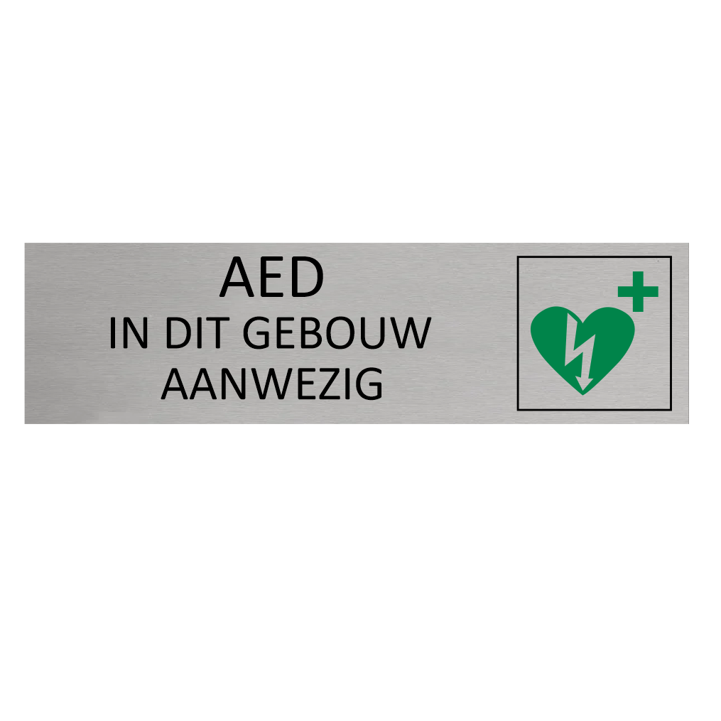 CombiCraft Aluminium deurbordje AED in dit gebouw aanwezig 165 x 45 mm - per 1 stuk