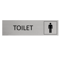 Zilver aluminium deurbordje toilet met man icoon